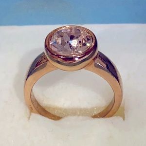 Rose gold ring with touchstone crystal by Swarovski